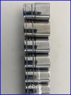 Snap On 1/2 Flank Drive Shallow Socket Set 10-19mm 6 Point Metric