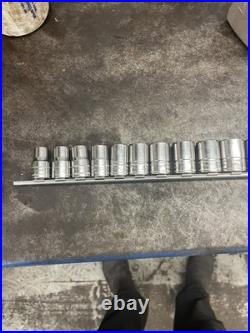 Snap On 1/2 Inch Chrome Six Sided Sockets 12-24mm