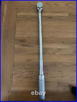 Snap On 1/2 Inch Drive SAE Adjustable Click Type Fixed Ratchet Torque Wrench