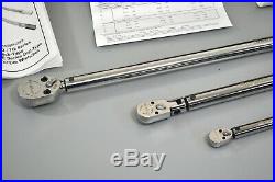 Snap-On 1/4 3/8 1/2 Dr Adjustable Click Type Flex Ratchet Torque Wrench Set