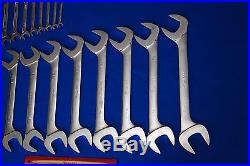 Snap-On 25 Piece 4-Way Angle Head SAE Open End Wrench Set 3/8-2 SHIPS FREE