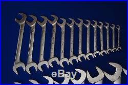 Snap-On 25 Piece 4-Way Angle Head SAE Open End Wrench Set 3/8-2 SHIPS FREE