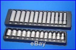 Snap-On 26 Piece Metric Shallow & Deep Socket Set 1/2 Drive 6-Point SHIPS FREE