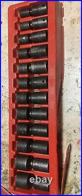 Snap On 312ipl 1/2-drive 12-piece Shallow Swivel Impact Socket Set 6-point USA