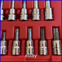 Snap On 37-Piece Combination Drive Socket Set TORX/Hex 237HEXTORXST? VGC