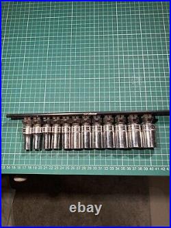 Snap On 3/8 Drive 12 Piece Metric Semi Deep Sockets Fsms 8mm-19mm New 6 Point