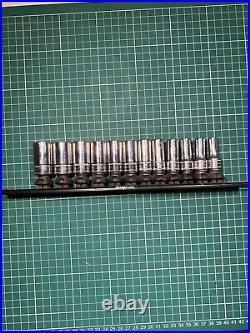 Snap On 3/8 Drive 12 Piece Metric Semi Deep Sockets Fsms 8mm-19mm New 6 Point