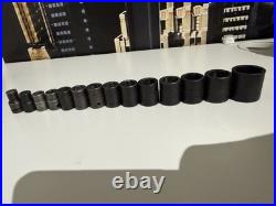 Snap On 3/8 Short Impact Sockets Set IMFM Set 8mm To 24mm Please Read