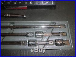Snap On 3/8 Socket Set Shallow And Deep In Tray Ratchet Bar Set