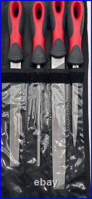 Snap On 4 Piece File Set Model PAKKB069 Red/Black handles With Case Used