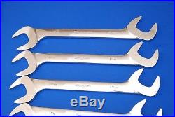 Snap-On 7 Piece LARGE SIZE 4-Way Angle Head SAE Open End Wrench Set SHIPS FREE