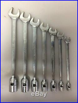 Snap On 7-Piece SAE Combination Flex Head Socket End Wrench Set, 3/8 3/4, 12Pt