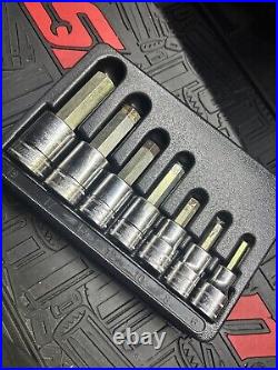 Snap On 7 pc 1/2 Drive Metric Hex Bit Standard Socket Driver Set 307ESAMY 6-19m