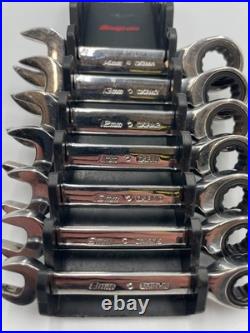 Snap On 7pc Metric Flank Drive Short Ratcheting Combination Wrench Set OXIRM707
