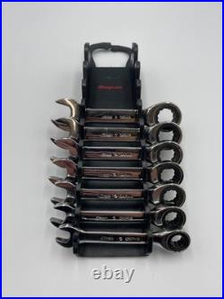 Snap On 7pc Metric Flank Drive Short Ratcheting Combination Wrench Set OXIRM707