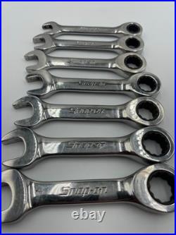 Snap On 7pc Metric Flank Drive Short Ratcheting Combination Wrench Set OXIRM707