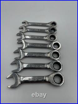 Snap On 7pc Metric Flank Drive Short Ratcheting Combination Wrench Set OXIRM707