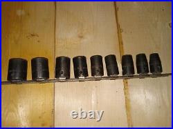 Snap On 9 Piece 1/2 Drive 6 Point SAE Shallow Impact Socket Set (3/8-7/8)