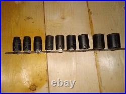 Snap On 9 Piece 1/2 Drive 6 Point SAE Shallow Impact Socket Set (3/8-7/8)