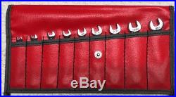 Snap-On 9 Piece 6-Point Midget Combination Wrench Set With Case 1/8 3/8 C-90