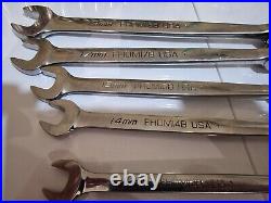 Snap On 9pc Flank Drive Flex-Head/Open-End Combination Wrench Set FHOM