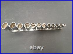Snap On FU Series 12 Piece 3/8 Drive Swivel Socket Set 5/16 1 withRack Snap On FU Series 12 Piece 3/8 Drive Swivel Socket Set 5/16 1 withRack