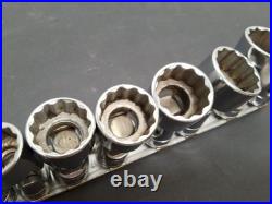 Snap On FU Series 12 Piece 3/8 Drive Swivel Socket Set 5/16 1 withRack Snap On FU Series 12 Piece 3/8 Drive Swivel Socket Set 5/16 1 withRack