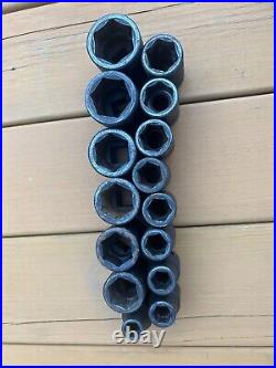 Snap On Impact Socket Set 1/2 6 Point Shallow