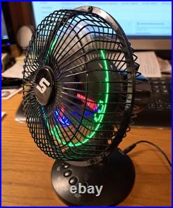 Snap On LED Clock Fan Black