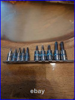 Snap-On Male Torx Set Of 10 3/8 and 1/4 Drive Sockets T8 T50