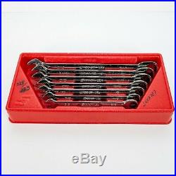 Snap On OEX707 7 pc 12-Point SAE Ratcheting Combination Wrench Set (3/8-3/4)