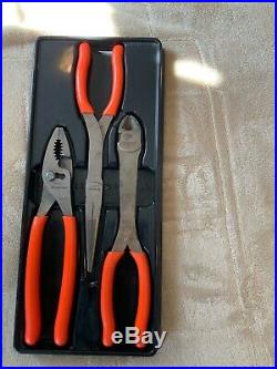 Snap On Orange Handle 3pc Long Nose Pliers And Cutters Set