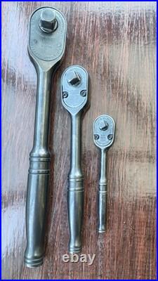Snap On Ratchet Set Black 1/2 3/8 & 1/4 Drive GS80A GF80 & GT72 Dual 80 USA