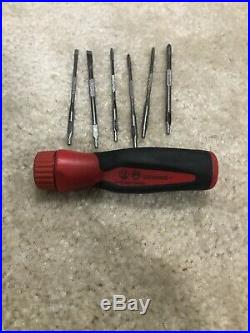 Snap On Red Miniature Ratcheting Screwdriver Set Soft Grip Handle. RARE