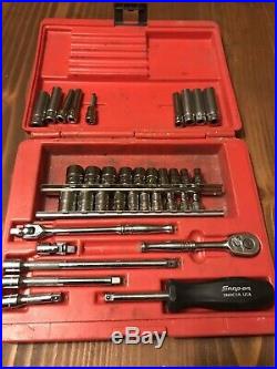 Snap On SAE And Metric 1/4 Drive General Service Socket Ratchet Set