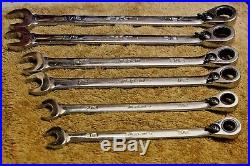 Snap On SAE Flank Drive Plus Reversible Ratcheting Wrench 6PC Set 3/8-11/16