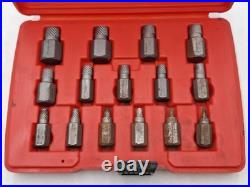 Snap On Screw Extractor Set REX15B 15 Piece Hexagonal Head Multi Spline Set Used