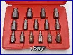 Snap On Screw Extractor Set REX15B 15 Piece Hexagonal Head Multi Spline Set Used