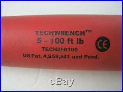 Snap On TECH 2FR100 Flex Head Digital Torque Wrench 3/8 Drive 5/100 ft/lbs