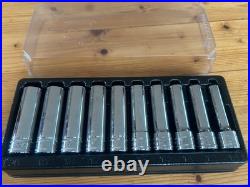Snap On Tools 10pc 1/2 6pt Metric Flank Drive Chrome Deep Socket Set 310TSM