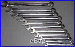 Snap On Tools 11 Pc Flank Drive Combination Wrench Set 3/8-1 OEX711