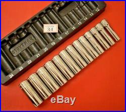 Snap On Tools 13pc 1/2 Drive Deep Chrome Socket Set (34) Excellent Condition