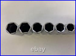 Snap On Tools 1/2 Deep Chrome Metric Socket Set 6pt 10-20mm 10pc Vintage 1989