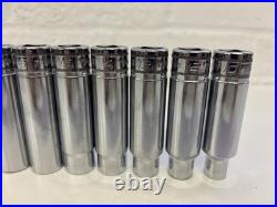 Snap On Tools 1/2 Deep Chrome Metric Socket Set 6pt 10-20mm 10pc Vintage 1989
