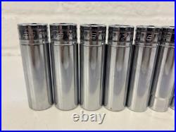 Snap On Tools 1/2 Deep Chrome Metric Socket Set 6pt 10-20mm 10pc Vintage 1989