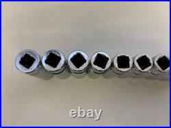 Snap On Tools 1/2 Deep Chrome Metric Socket Set 6pt 10-20mm 10pc Vintage 1989