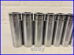 Snap On Tools 1/2 Deep Chrome Metric Socket Set 6pt 10-20mm 10pc Vintage 1989