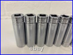 Snap On Tools 1/2 Deep Chrome Metric Socket Set 6pt 10-20mm 10pc Vintage 1989