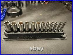 Snap On Tools 1/4 Drive 4-15mm Deep Socket Set 4.5mm Flank Drive, 14-Piece