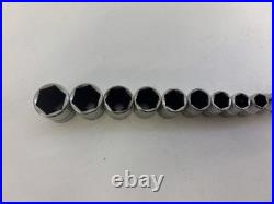 Snap On Tools 1/4 Shallow Socket Set 4-15mm Inc 5.5mm 6pt Metric 13pc Set Used